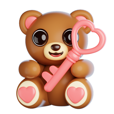 Valentine Bear With Keychain  3D Icon