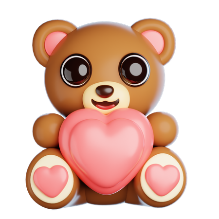 Valentine Bear With Love  3D Icon