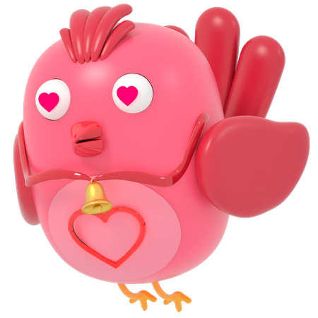 Valentine Bird  3D Illustration