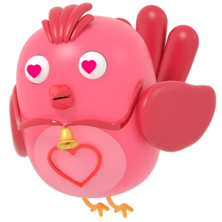 Valentine Bird  3D Illustration