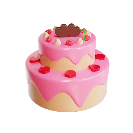 3 D Render Valentine Valentine Cake 3D Icon