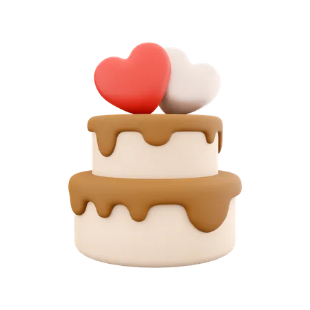 3 D Rendering Happy Valentines Day Cake With Hearts Icon 3 D Render Cake With Heart Icon Happy Valentines Day Cake With Hearts 3D Icon