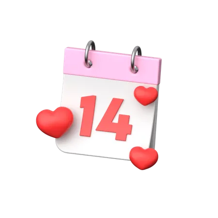 A Calendar Adorned With Romantic Imagery Hearts And Quotes Marking Valentines Day Celebrating Love And Affection Throughout February 3D Icon