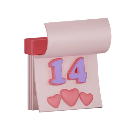 14th Day Valentine Calendar 3 D Illustration 3D Illustration