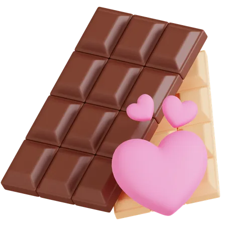 A 3 D Icon Featuring Chocolate Bars With Pink Heart Decorations Representing A Sweet And Romantic Treat For Valentines Day Ideal For Any Love Themed Project 3D Icon