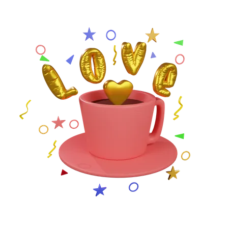 Valentine Coffee 3 D Illustration Contains PNG BLEND GLTF And OBJ Files 3D Icon