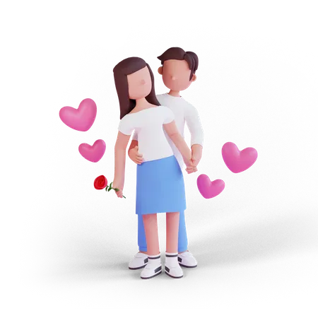 3 D Render Couple Character Valentines Day 3D Illustration