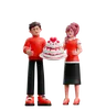 Valentine Couple Holding Valentine Cake