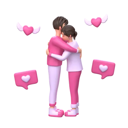 Valentine Couple hugging  3D Illustration