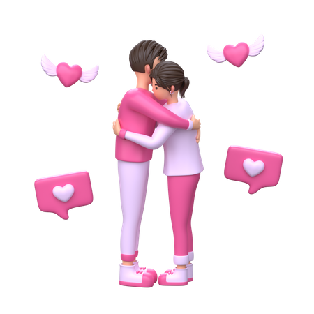 Valentine Couple hugging  3D Illustration