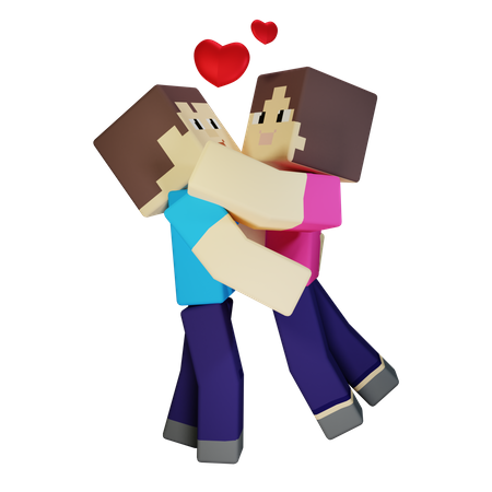 Valentine Couple hugging each other  3D Icon