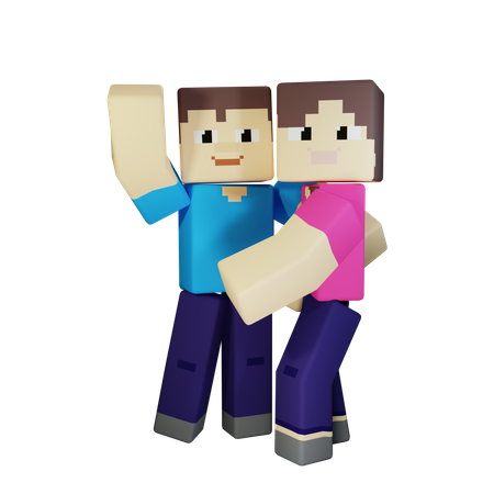 Valentine Couple hugging each other  3D Icon