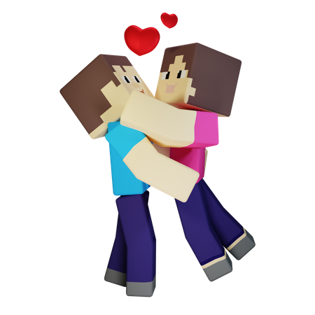 Valentine Couple hugging each other  3D Illustration