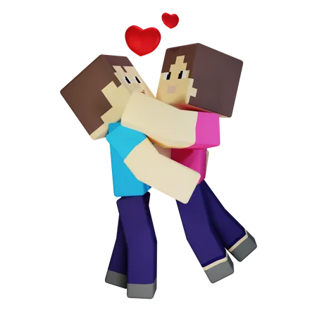 Valentine Couple hugging each other  3D Illustration