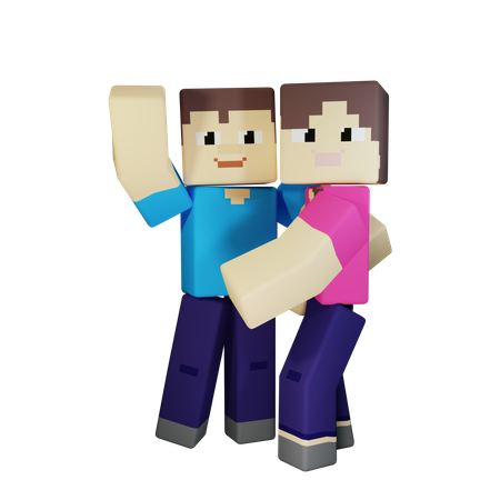 Valentine Couple hugging each other 3D Illustration
