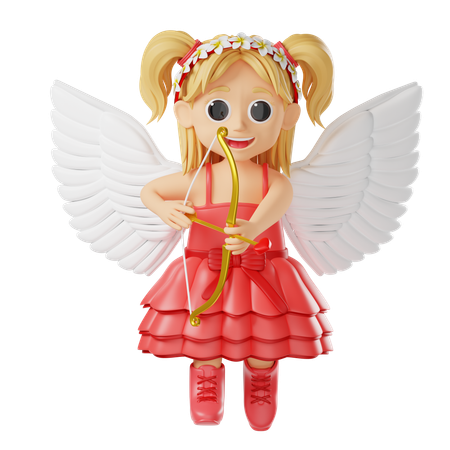 Personagem de menina cupido dos namorados  3D Illustration