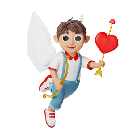 Personnage de garçon de Cupidon de la Saint-Valentin  3D Illustration