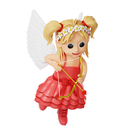 Valentine Cupids Girl Character  3D Illustration