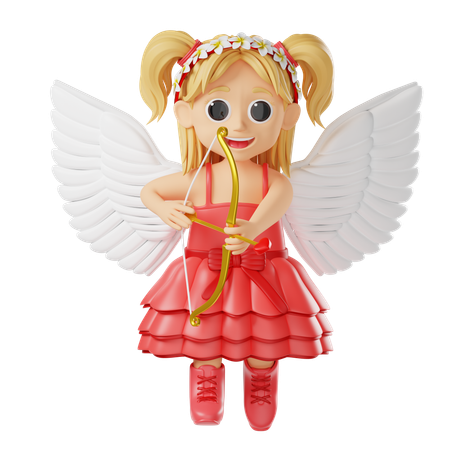 Valentine Cupids Girl Character  3D Illustration