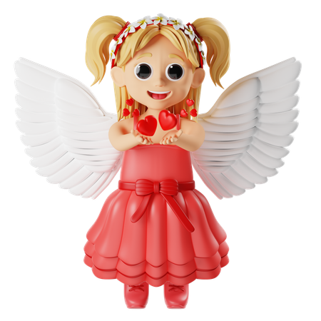 Valentine Cupids Girl Loves Character  3D Illustration