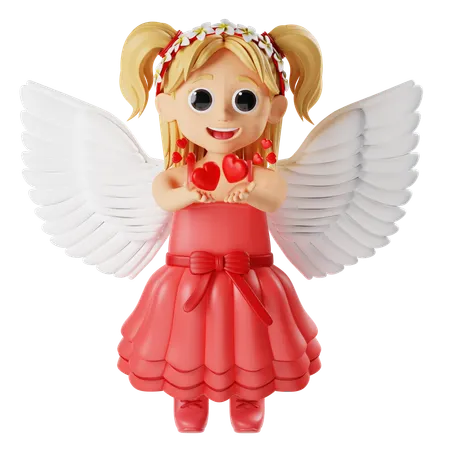 Valentine Cupids Girl Loves Character  3D Illustration