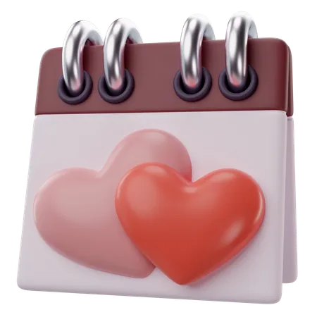 3 D Illustration Of Valentines Calendar With Hearts Icon 3D Icon