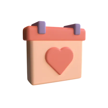 3 D Render Calendar With Heart Symbol Valentines Day Concept 3D Illustration