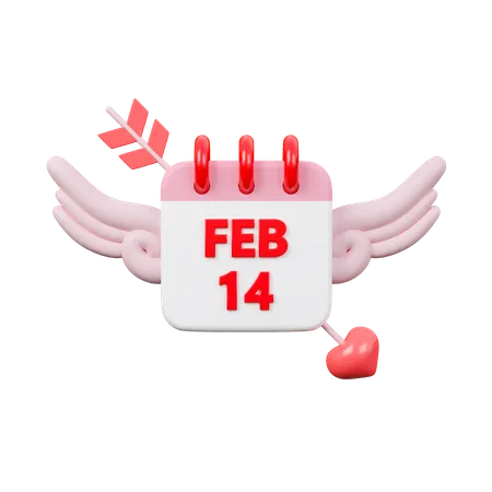 Valentine Day Calendar 3 D Icon 3D Icon