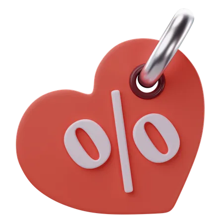 3 D Illustration Of Valentines Heart Discount Icon 3D Icon