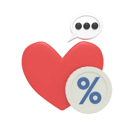 3 D Illustration Of Discount Love 3D Icon