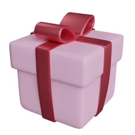 3 D Clay Cartoon Render Pink Square Closed Present Gift Box With Red Ribbon Bow Icon Design 3D Icon