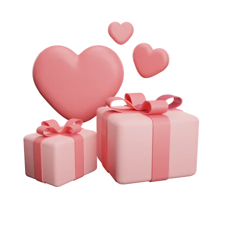 Adorable Pink Love Gifts 3D Illustration