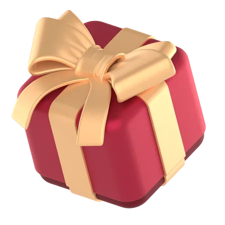 Red Gift Box With Golden Ribbon 3D Icon