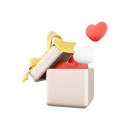 3 D Rendering Icon Of Gift Box With Hearts 3 D Render Icon Gift Box Red And White Hearts Gift Box With Hearts 3D Icon