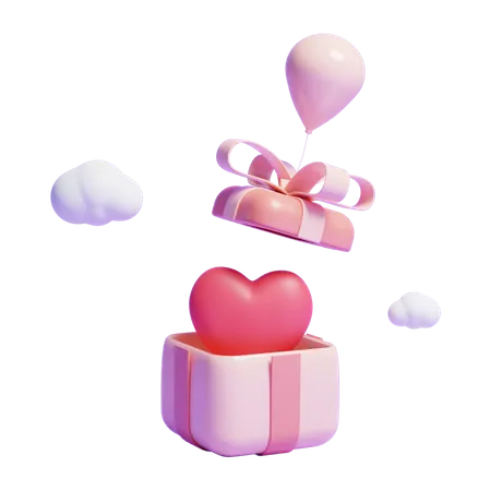 3 D Valentines Day Gift Box Icon Illustration Or Lover Gift Box Icon Illustration 3D Icon