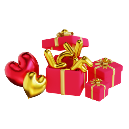 Valentine Gift Box  3D Illustration