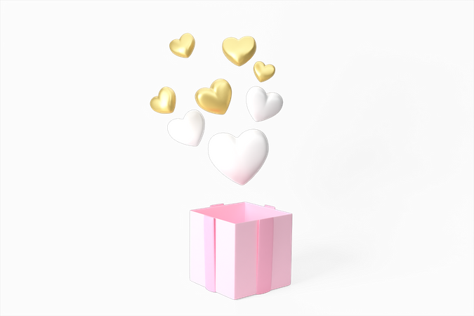 Valentine Gift Box  3D Illustration