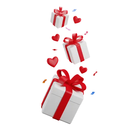 Gift And Love 3 D Illustrations Red White Style 3D Icon
