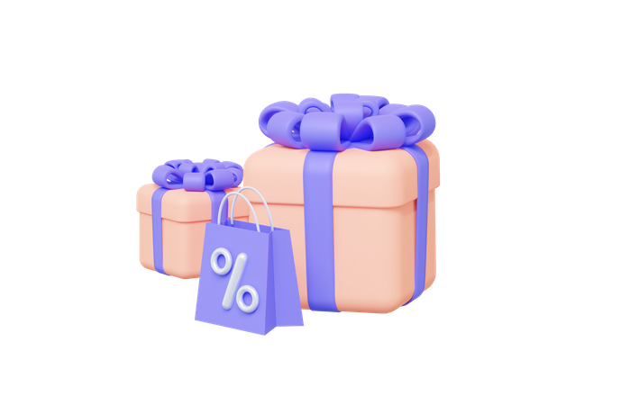 Valentine Gift Discount  3D Illustration