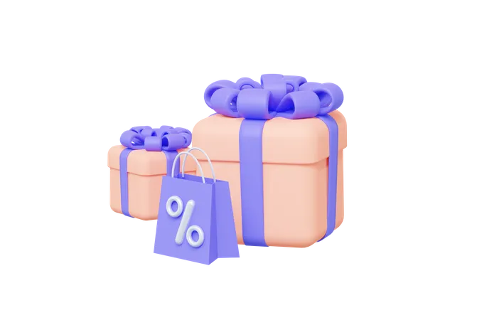 Valentine Gift Discount  3D Illustration