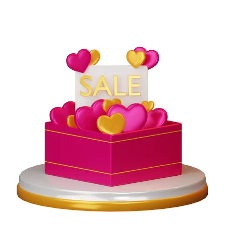 3 D Flash Sale Giftbox With Love Icon 3D Illustration