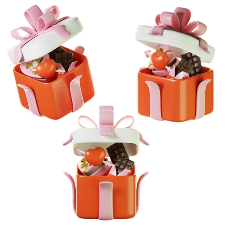 3 D Gift Box Valentine On Three Points Of View 3D Icon