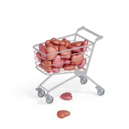 Valentine Hearts Cart  3D Illustration