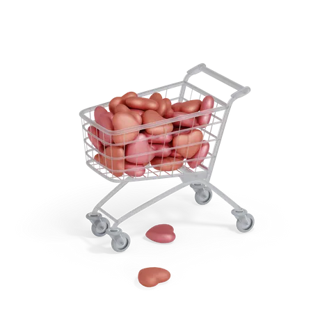 Valentine Hearts Cart  3D Illustration