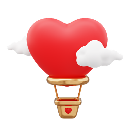 Valentine Hot Air Balloon  3D Icon