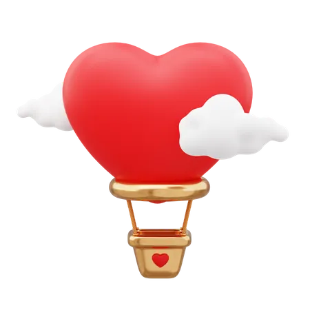 Valentine Hot Air Balloon  3D Icon