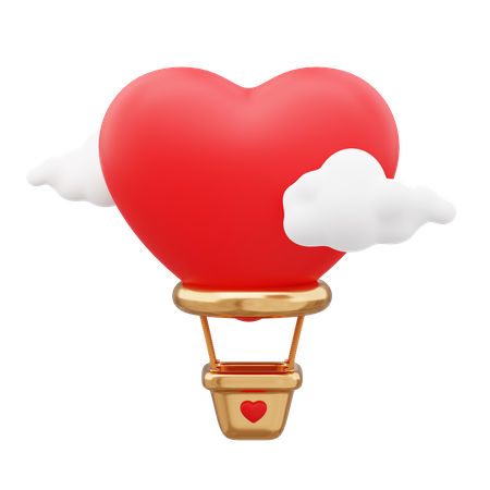 Valentine Hot Air Balloon  3D Icon