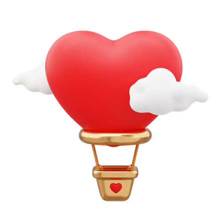 Valentine Hot Air Balloon 3D Icon