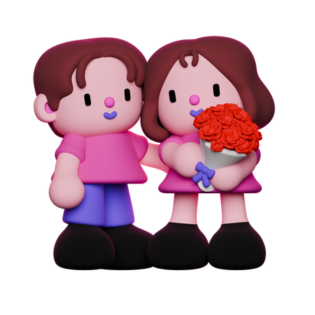 Valentine hugs  3D Illustration