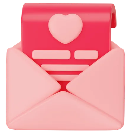 Pink Envelope With Document Heart Love 3 D Icon Rendering 3D Icon